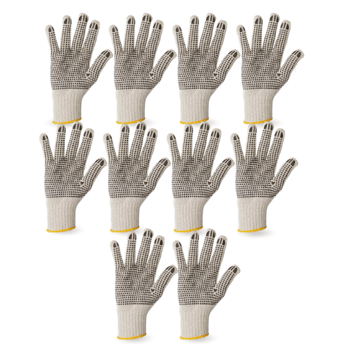 PORTADA DE GUANTE DE ALGODON CON PUNTOS PVC PACK DE 10 PARES