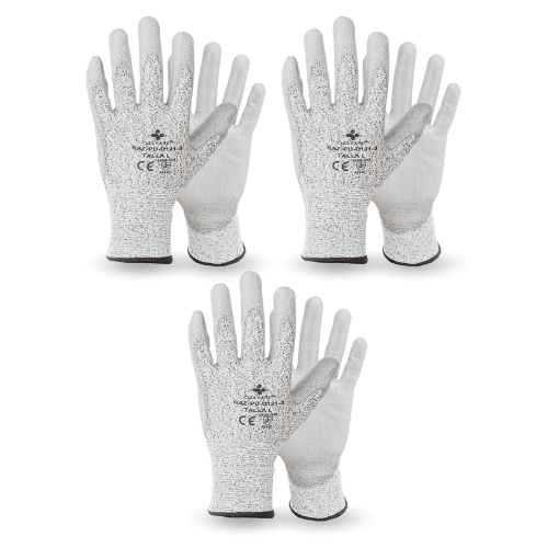 PORTADA DEL PACK DE 3 PARES DEL PRODUCTO GUANTE ANTI-CORTE DE TRABAJO NIVEL 3