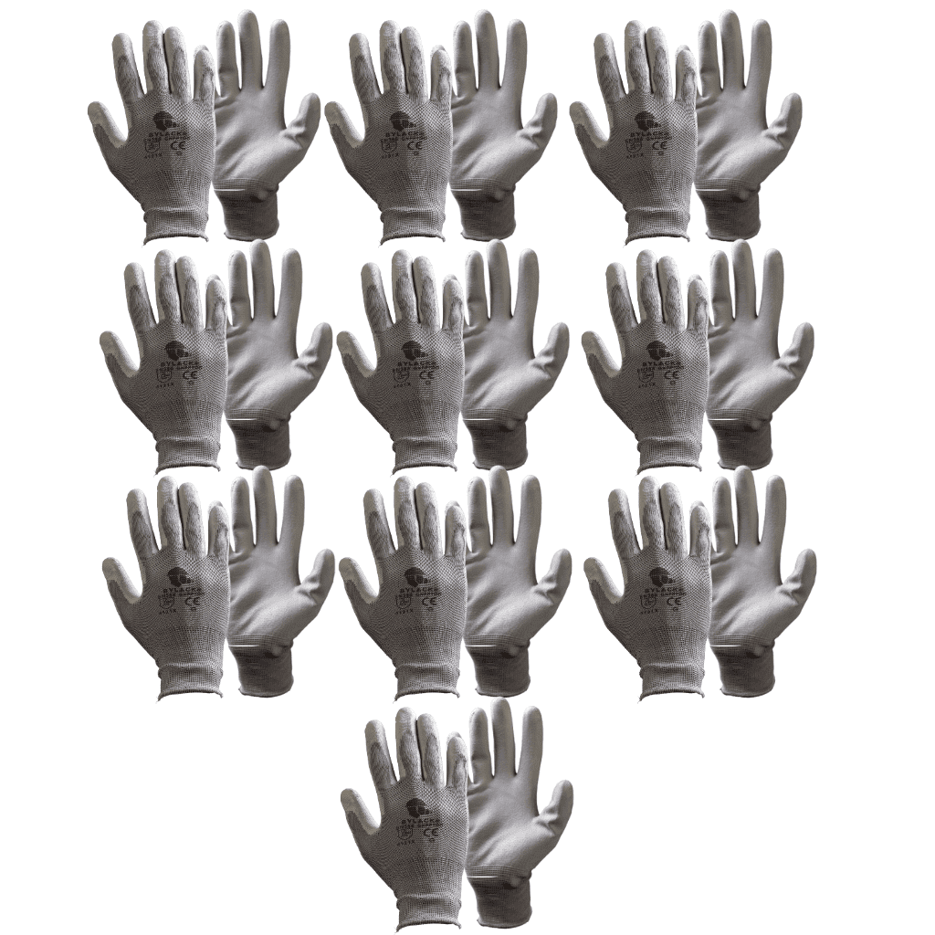 PORTADA DEL PACK 10 PARES DEL PRODUCTO GUANTES DE POLIESTER RECUBIERTO DE POLIURETANO