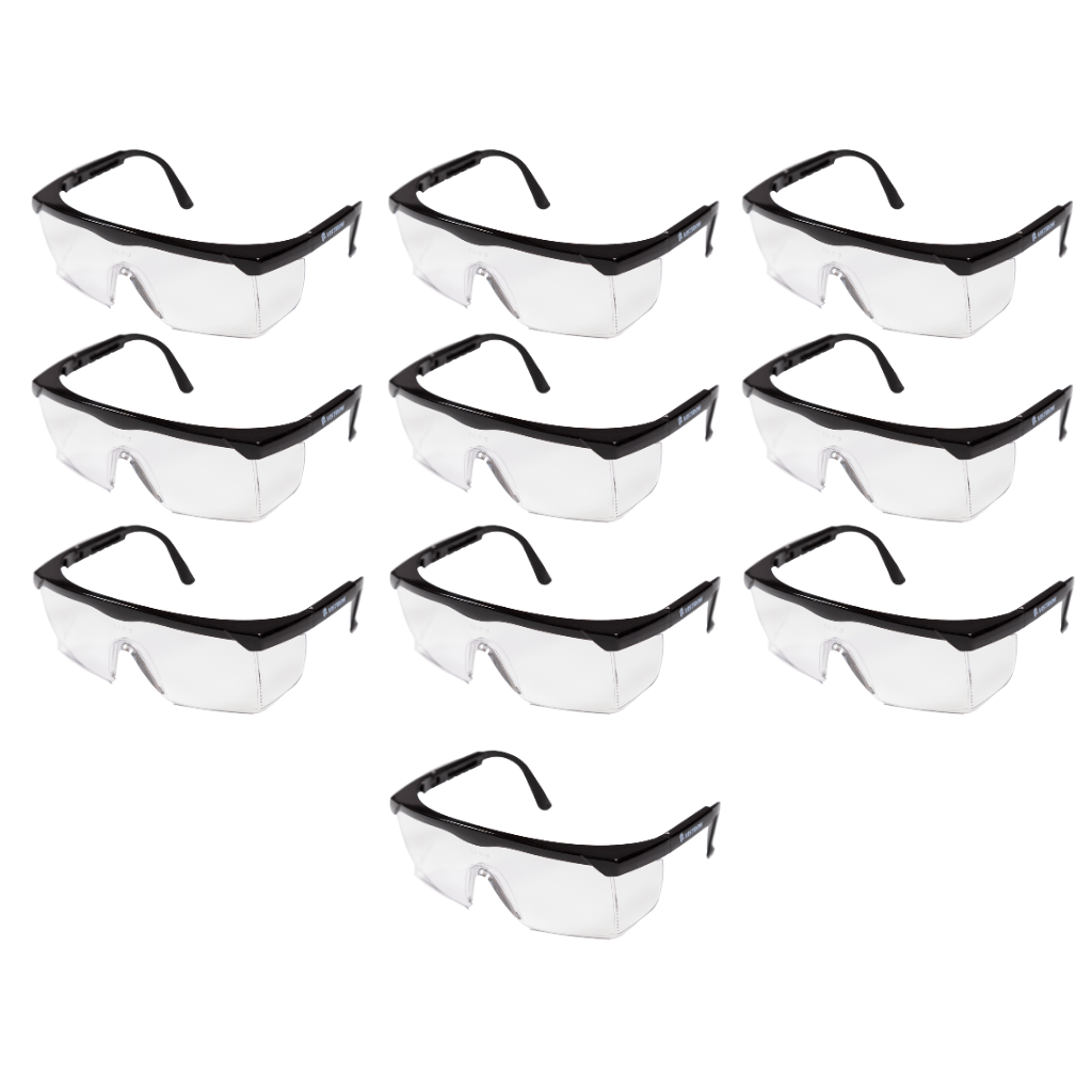 PORTADA PACK 10 PIEZAS DEL PRODUCTO LENTE DE SEGURIDAD CON PROTECCION LATERAL MODELO VISTRON AJUSTABLE TRANSPARENTES
