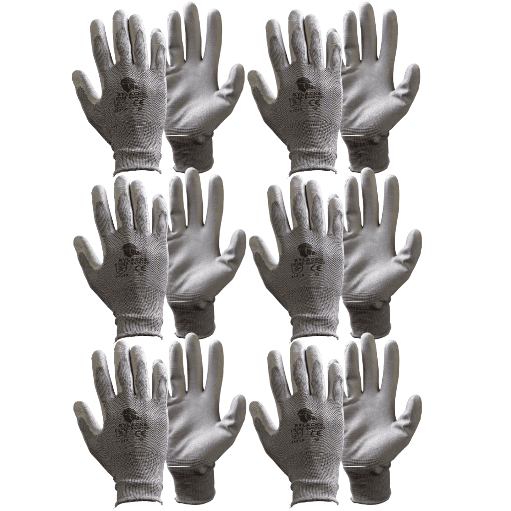 PORTADA DEL PACK 6 PARES DEL PRODUCTO GUANTES DE POLIESTER RECUBIERTO DE