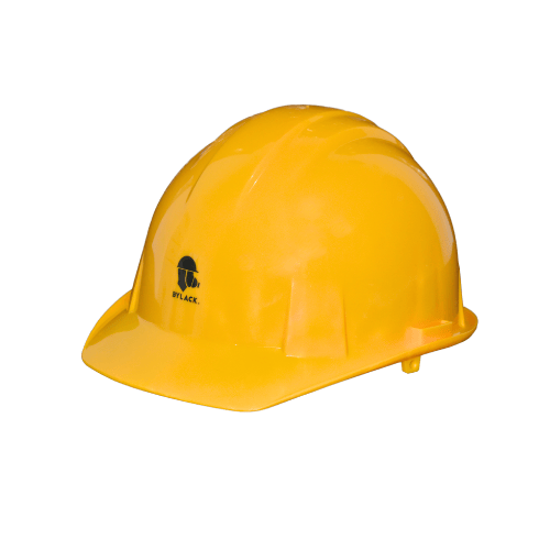 PERSPECTIVA CASCO DE SEGURIDAD TIPO CACHUCHA COLOR AMARILLO CON SUSPENSION PLASTICA AJUSTABLE